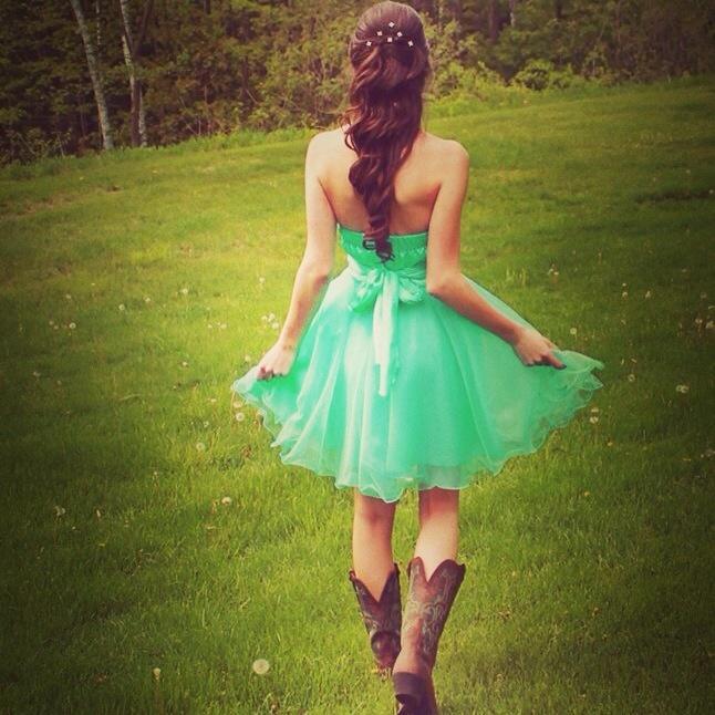 Dress, hair, country, mint green!