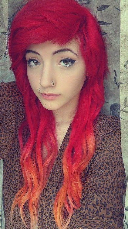 red to orange ombre hair