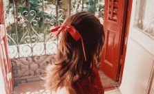 Brunette with Red Ribbon