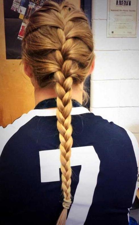 french braided volleyball hairstyle