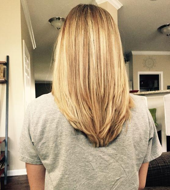 V shape in the back with some long layers!